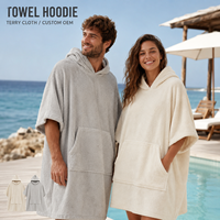 Poncho de Playa Unisex de Algodón con Capucha, Toalla de Secado Rápido para Surf, Bata de Cambio, Logotipo Personalizado, Proveedor OEM