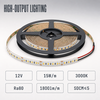 Bande LED en gros 12V 2835 168 LED/m 10mm 3000K Blanc Chaud Ra80 IP20 5m par rouleau Télécommande Dimmable Vente Directe Usine