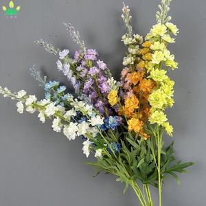 Fleurs artificielles de <span class=keywords><strong>delphinium</strong></span>, roses colorées, plantes artificielles en plastique à longue tige pour jardin, véranda, jardinière, décoration intérieure - Product Image 2