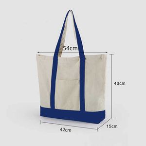 Sac fourre-tout personnalisé en toile de coton recyclable avec poche et fermeture éclair, imprimé sur mesure pour le shopping - Product Image 5