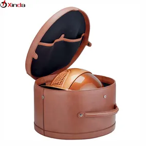 OEM Hersteller Stilvolle Luxus Runde Pferde helm Tasche Reise Leder Hut Fall