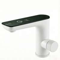 Robinet de salle de bain en acier inoxydable chromé à économie d'énergie, à affichage numérique LED, sans contact, à capteur, sans alimentation externe, en céramique, le plus vendu