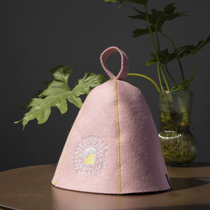 Lana natural personalizada, venta al por mayor, sombrero de sauna OEM, lana grande para mujer - Product Image 5