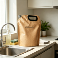 Sacs d'emballage personnalisés en papier kraft biodégradable réutilisables avec bec verseur pour jus et cosmétiques (Doypack)