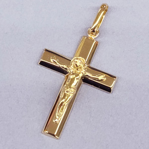Regalo Cruz de oro sólido Mujer de alta calidad Joyería fina 18K para ceremonias religiosas - Product Image 4