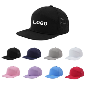Casquette de golf <span class=keywords><strong>snapback</strong></span> de luxe imperméable à 6 panneaux, perforée, couleur unie, avec trous découpés au laser, en polyester, pour usage extérieur, avec logo personnalisé, haute performance - Product Image 1