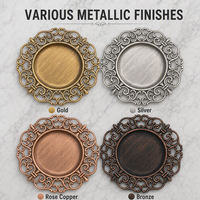 Nouveau style européen 13 pouces rond décoration de table de fête de mariage motif de fleurs assiettes de chargeur en plastique