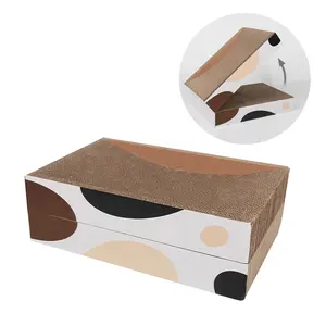 Luxurious fold wave corrugated cardboard big size cat scratchers wholesale cat scratcher toy scratching lounge bed house board