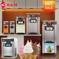 Machine à glace molle commerciale professionnelle pour 1 ou 3 saveurs, crème glacée, sorbet, glace artisanale
