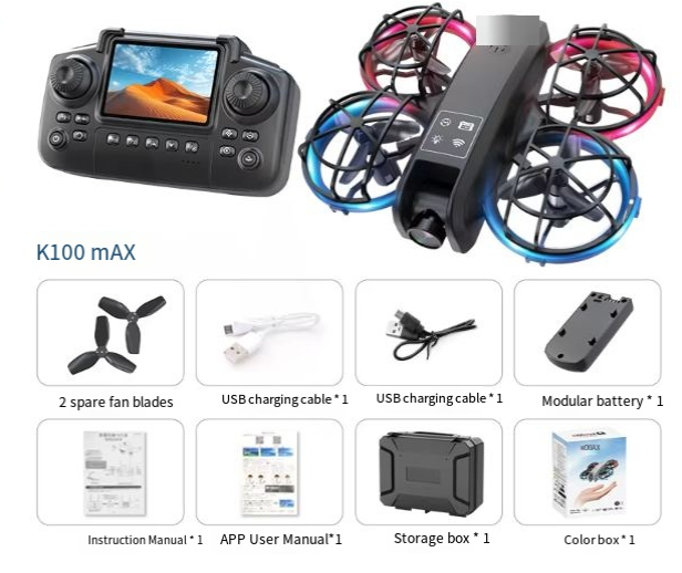 K100 - Double caméra à flux optique + contrôle d'écran - Noir