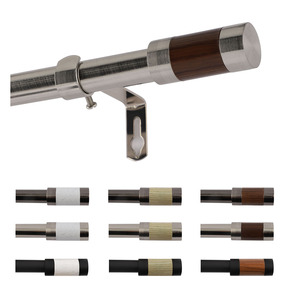 <span class=keywords><strong>Tringle</strong></span> à <span class=keywords><strong>rideau</strong></span> décorative moderne en métal pour salon, <span class=keywords><strong>tringle</strong></span> télescopique réglable avec embouts ronds, noir mat - Product Image 1
