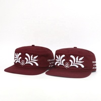 Casquettes Snapback Bordeaux Personnalisées avec Logo Brodé Floral, Vente Directe Usine, Chapeaux Pillbox Vintage Streetwear en Coton à Visière Plate