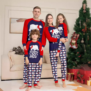 Pijamas Casuales de Dos Piezas para Madre e Hija, Estampado de Oso de Dibujos Animados, Transpirables, Manga Larga, Cintura Elástica, con Logotipo Frontal, para Otoño - Product Image 6