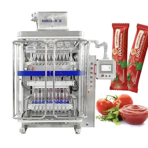 Máquina automática de llenado de varios carriles, máquina de llenado de pasta de tomate, pasta de ajo, jengibre, paquete de salsa, bolsita