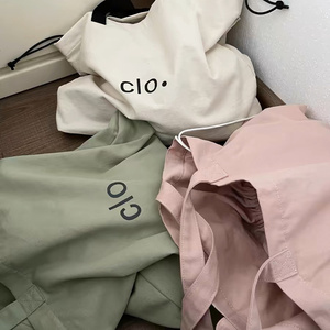 Vente en gros de sacs fourre-tout en coton sacs d'épicerie écologiques sacs à bandoulière fourre-tout en toile sacs à main de transport pliables avec cordon de serrage - Product Image 5