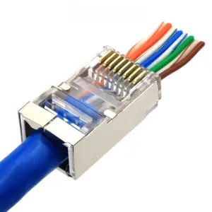 סיטונאי עמיד למים Utp 8p8c conector Cat5e Cat6 Cat7 Cat8 תקע Rj45 לעבור דרך מחבר