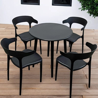 Table et chaises de jardin modernes, imperméables, en acier inoxydable, confortables et pliables - Ensemble de 4 pièces