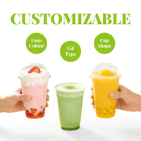 Gobelets à boire personnalisés de haute qualité en plastique PET transparent avec impression sérigraphique et couvercle ZJPACK