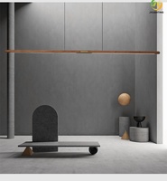 JYLIGHTING Noyer LED Restaurant Lumière Moderne Simple Bande Épissage Bois Massif Nouveau Style Chinois Filet Rouge Lustre pour Vivre