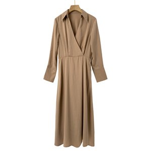 Vestido largo coreano <span class=keywords><strong>de</strong></span> oficina Bazin Rich sólido Formal para <span class=keywords><strong>mujer</strong></span> <span class=keywords><strong>de</strong></span> talla grande elegante para <span class=keywords><strong>mujer</strong></span> caqui <span class=keywords><strong>cortavientos</strong></span> Maxi Casual Vintage vestido - Product Image 1