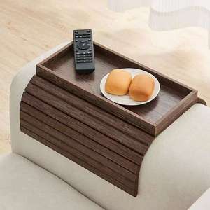 Solid <strong>Wood</strong> Sofa Armrest Tray Living Room Home Person Watching TV Snacks Tea Points Fruit <strong>Plate</strong> Wooden Sofa Tray - Product Image 2