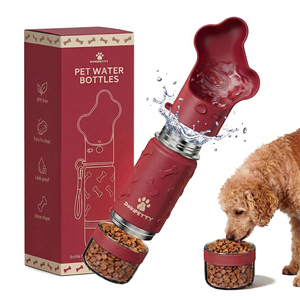 Botella de Agua para Perro 22035A con Contenedor de Alimentos, Acero Inoxidable 304, Doble Pared, Tapa con Forma de Hueso, a Prueba de Fugas, Fácil de Limpiar, Libre de BPA - Product Image 1