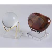 Présentoir pliable moderne en métal et acrylique 5x5cm personnalisable pour cristaux, pierres, agates, roches, fossiles, coraux et bijoux