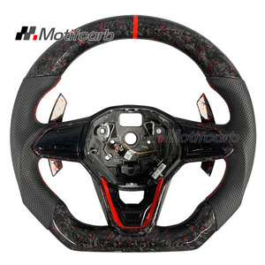 พวงมาลัยคาร์บอนไฟเบอร์ปลอมแปลงสีแดงพร้อมแป้นเปลี่ยนเกียร์สำหรับ Volkswagen MK8 2020-2025 Golf R GTI Jetta arteon Tiguan - Product Image 1