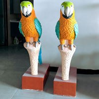 Statue de perroquet décorative en fibre de verre durable, sculpture animale en résine imperméable