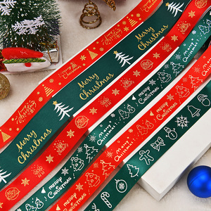 Pita Grosgrain Cetak Natal CHANG YUAN 2cm, Pita Dekorasi untuk Kotak Hadiah, Kue, dan Hiasan Pohon Natal - Product Image 3