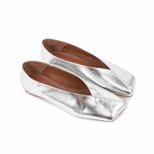 Classy Silver PU Women Autumn/Spring/Summer Slip-On Boat Shoes Fashion Square Toe Ballet <b>Flats</b> Cushioned Comfort - Product Image 2