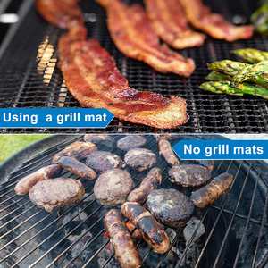Tapis de barbecue 40 * 30 cm, feuilles antiadhésives réutilisables pour barbecue au charbon de bois, au gaz, pour la cuisson de la viande et des légumes - Product Image 4