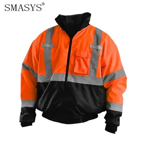 SMASYS Customized Fleece Lining Winter waterproof safety jacket cold prevention reflector Safety Jackets