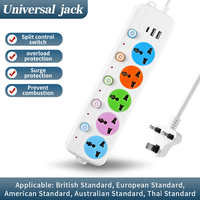 Multiprise DENIXI 2500W colorée haute puissance avec interrupteur indépendant, ports USB universels multiples + prise PD