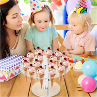 Buffet de mariage de fête acrylique clair Portable crème glacée gaufre cône Cupcake Popcorn présentoir support porte-pâtisserie