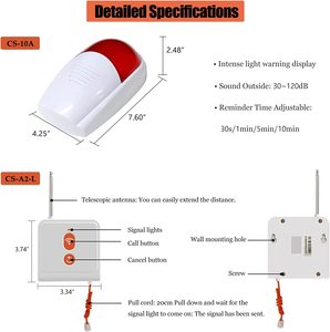 Nhấp nháy Còi báo động lớn ngoài trời SOS Hệ thống cảnh báo 1 đỏ nhấp nháy Còi báo động 1 nút khẩn cấp cho cửa hàng nhà khách sạn An ninh báo động - Product Image 5