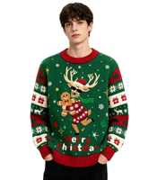 Pull de Noël personnalisé en coton tricoté, grande taille, avec motif LED, vente en gros ODM 2026