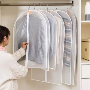 Washable Thick Transparent Clothing Dust Cover Waterproof Hanging Pocket Coat <b>Storage</b> Bag for Household Use - Product Image 4
