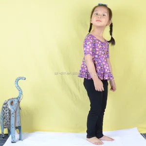 Ropa de moda para niños, Túnica personalizada, tops con estampado para niñas, camisa de manga corta con estampado bonito de volantes 2020