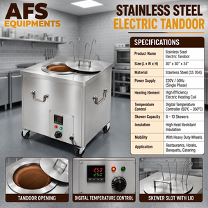 AFS EQUIPMENTS Stainless Steel <b>Electric</b> <b>Tandoor</b> 30x30x34 Inch Digital Temperature Control Commercial Grill - Product Image 3