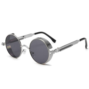 Wholesale Classic Gothic Steampunk <b>Sunglasses</b> Luxury Brand Designer High Quality Men and Women Retro <b>Round</b> Metal <b>Frame</b> UV400 - Product Image 4