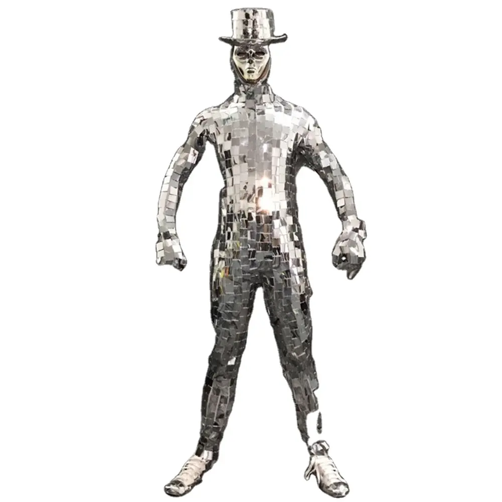 Specchio Della Tuta Del Costume di Modo Dj Del Partito Del Randello Discoteca Stage Ballerino Usura Specchio Riflettente Vestito Abbigliamento Costumi di Danza