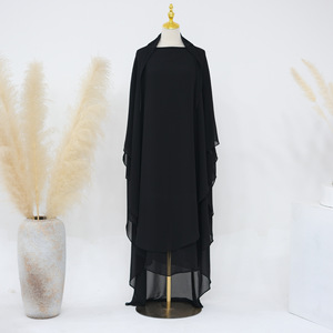 Khimar Lungo a Due Strati in Chiffon, Traspirante per Tutte le Stagioni, Abbigliamento Islamico Africano per Bambini, <span class=keywords><strong>Bandana</strong></span> Etnica - Product Image 6