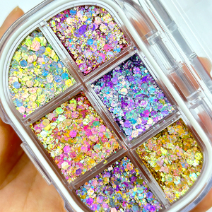 MLM Custom OEM 6Colors Cosmetic Glitter <b>Sequins</b> Mix Holographic Face Body Eye Glitter Powder Festival Makeup Nail <b>Art</b> Decoration - Product Image 2