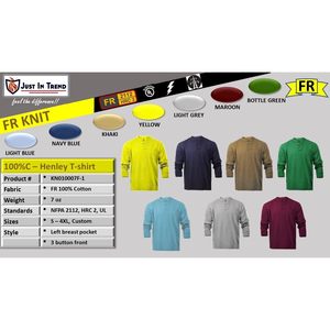 เสื้อยืดแขนยาวทรงเฮนลีย์ ผ้าป๊อปลินคอตตอน 100% สำหรับผู้ชาย ทนไฟ เหมาะสำหรับทำงาน - Product Image 5