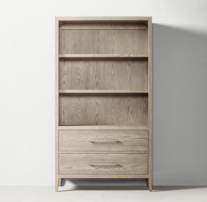 Libreria Grande in Legno Massello di Quercia Stile <span class=keywords><strong>Country</strong></span> Americano RH, Combinazione Vintage con Mobile Contenitore Semplice Francese, Personalizzabile - Product Image 5