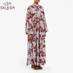 Modest Dresses Peplum Style Women Maxi Dress Muslim Cardigan Long Sleeve Kimono Abaya Islamic Clothing Jubah Arab Thobe