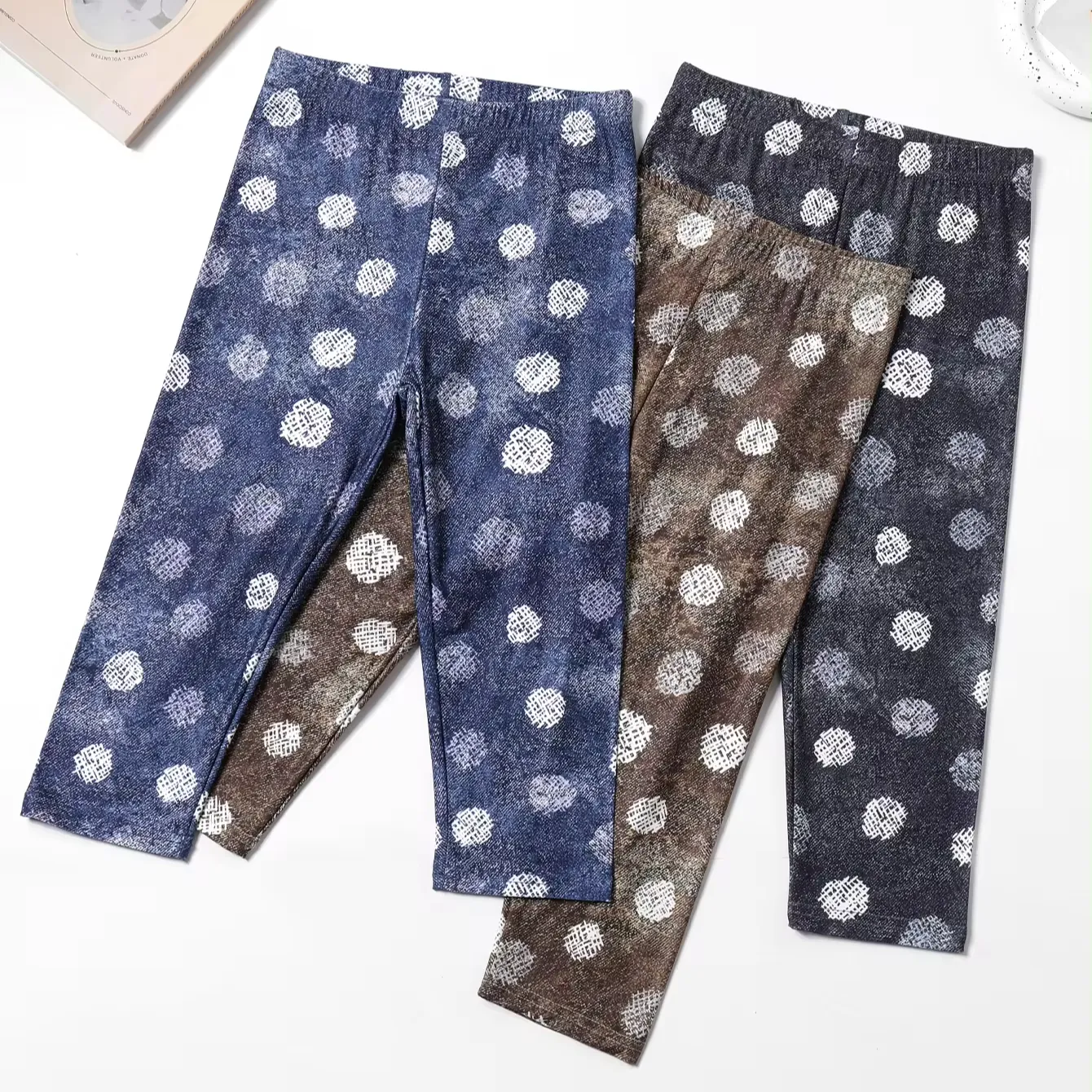 Mallas para niños, pantalones de pierna recta informales de primavera y otoño, pantalones coreanos de moda simples elásticos estampados para mujer