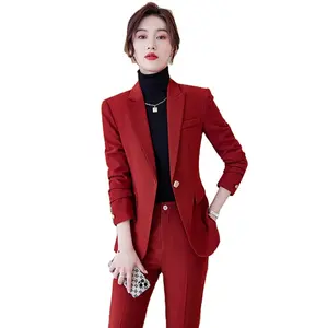 China Manufacture Worsted Fabric Type Anti-wrinkle Blazer and Trouser Women Business Suits