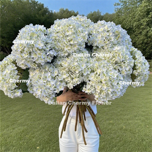 Hoa giả cẩm tú cầu trắng lớn đường kính 30cm, bán buôn hoa Chermy Đại Liên - Product Image 1